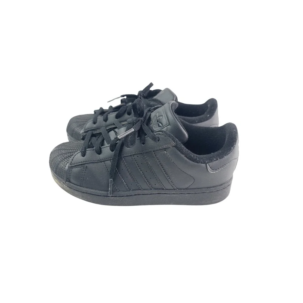 Adidas, Leather Casual Superstar‎ Sneakers, Boys, Size 2, Black Color